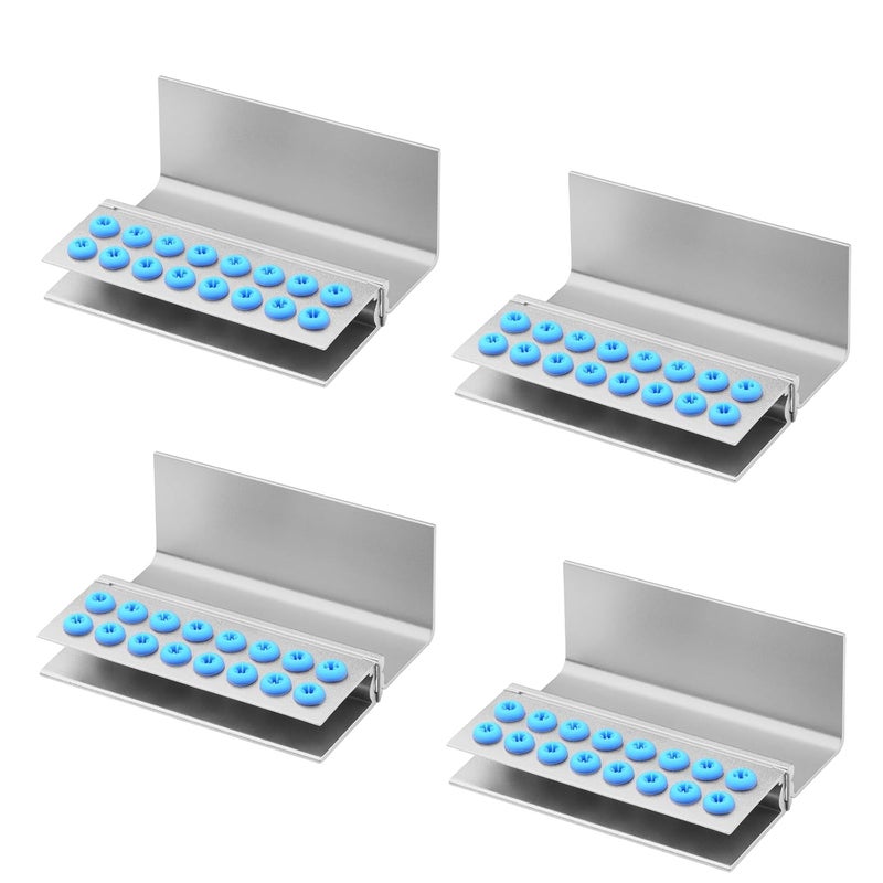 EustomA 16 Holes Burs Holder 4 pcs Block Case High Temperature Sterilizable Autoclavable Burs Holder Box (Silver) - Image 1